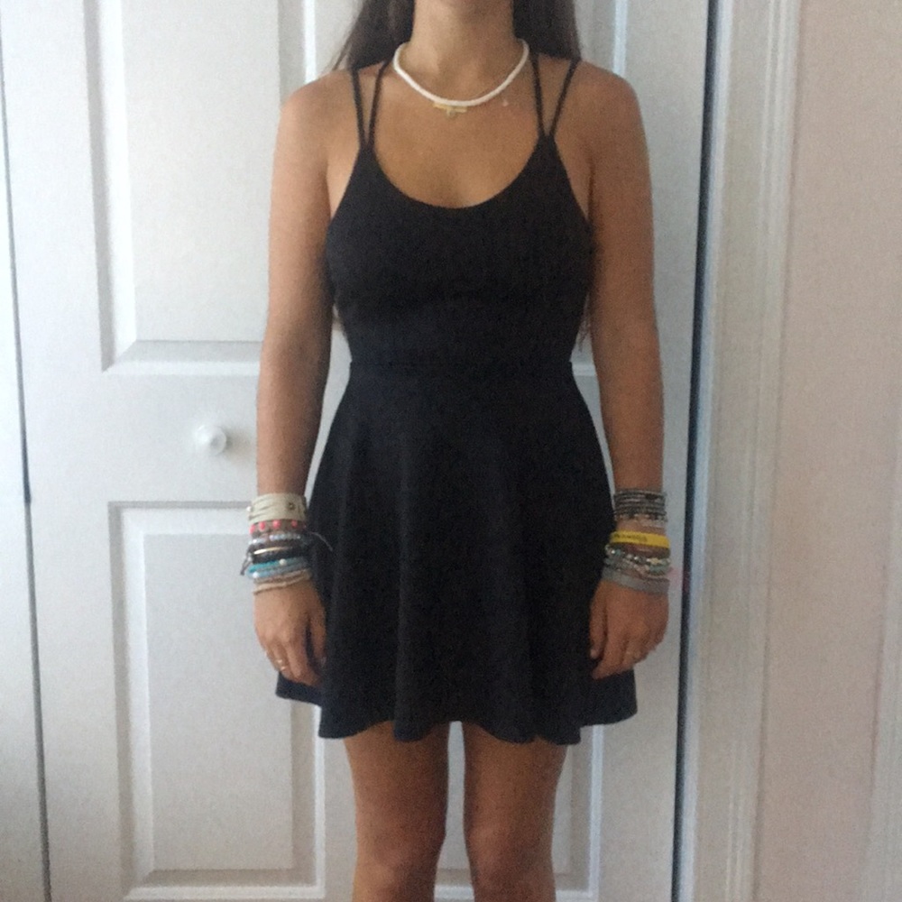 Black Crossback Skated Dress